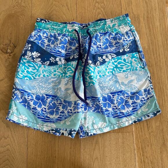 Vilebrequin Seat Turtle Swim Trunks Board Shorts in Blue - Picture 1 of 6